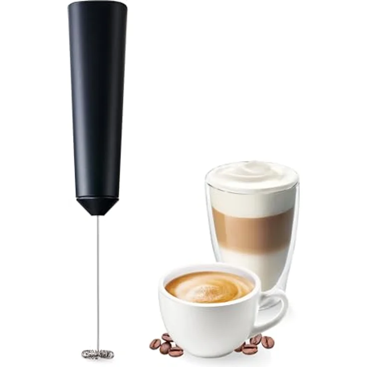 Tchibo Hand-Milchaufschäumer akkubetrieben, Spülmaschinengeeigneter Edelstahlquirl, inkl. USB-Ladekabel, für Latte Macchiato, Cappuccino und Kakao, Schwarz – Bild 1