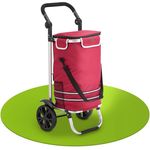 Juskys Einkaufstrolley 3in1 mit 2 Rollen für Shopping - 56 L Tasche abnehmbar - Trolley klappbar & modern - Sackkarre Einkaufsroller Rot