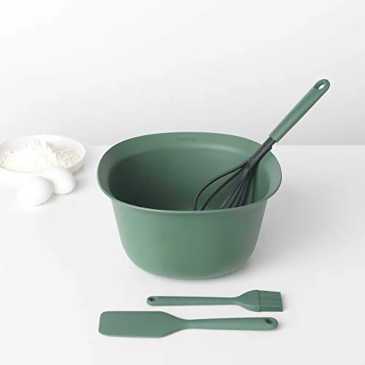Brabantia Back Set TASTY+ Fir Green, Rührschüsseln mit Schneebesen, Backpinsel und Teigschaber – Bild 3