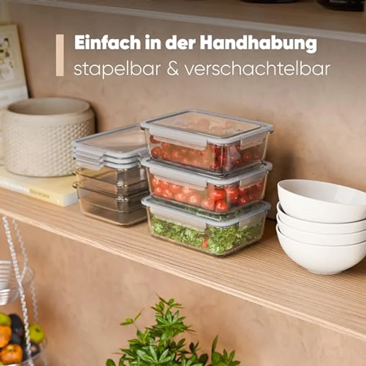 classbach Frischhaltedosen C-FHD 4020 G, 3er Set aus Glas mit 4-fach Click & Safe-Verschluss und Dampfventil, ideal für Mikrowelle, Spülmaschine und Gefrierfach, 1040 ml – Bild 7