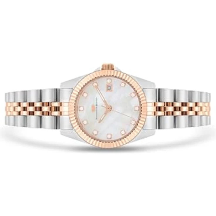 Rhodenwald & Söhne Damen Uhr 10010479, analog Quarzwerk mit Edelstahlarmband Silber/Roségold, Datumsanzeige, wasserdicht bis 5 ATM – Bild 3