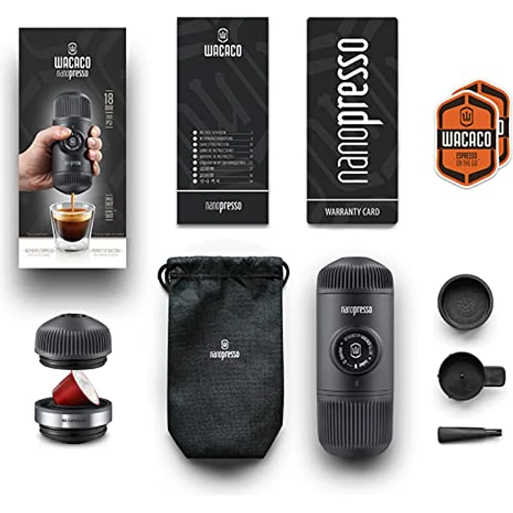 Wacaco Espressomaschine Nanopresso Ground + Nespresso-Kapseln Adapter, tragbare Espressomaschine mit 18 bar Druck, schwarz – Bild 5