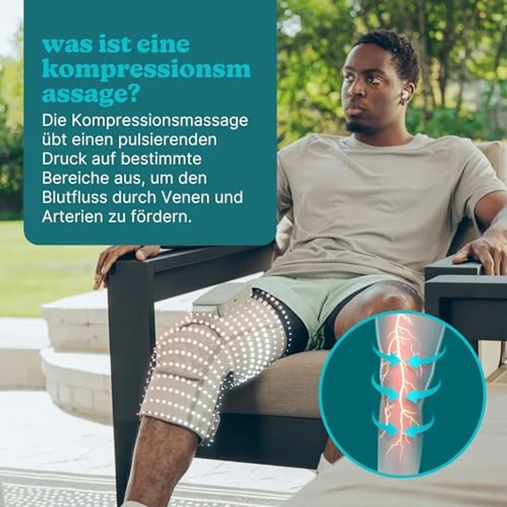 HoMedics Modulair Kompressions-Knieunterstützung & Controller-Set - Kniemassagegerät mit Wärme, individuellen Einstellungen, Kompressionsmassage - 5 Intensitäten, 4 Programme, 3 Stufen Wärme, tragbar, kabellos - schwarz – Bild 3