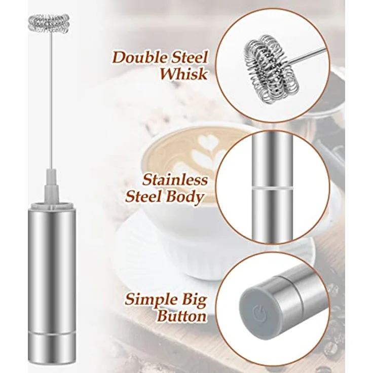 MOSUO Milchaufschäumer Stab, elektrischer Handheld Milchschäumer mit 17000-19000 U/min, für Latte, Matcha-Tee und Cappuccino, batteriebetrieben – Bild 4