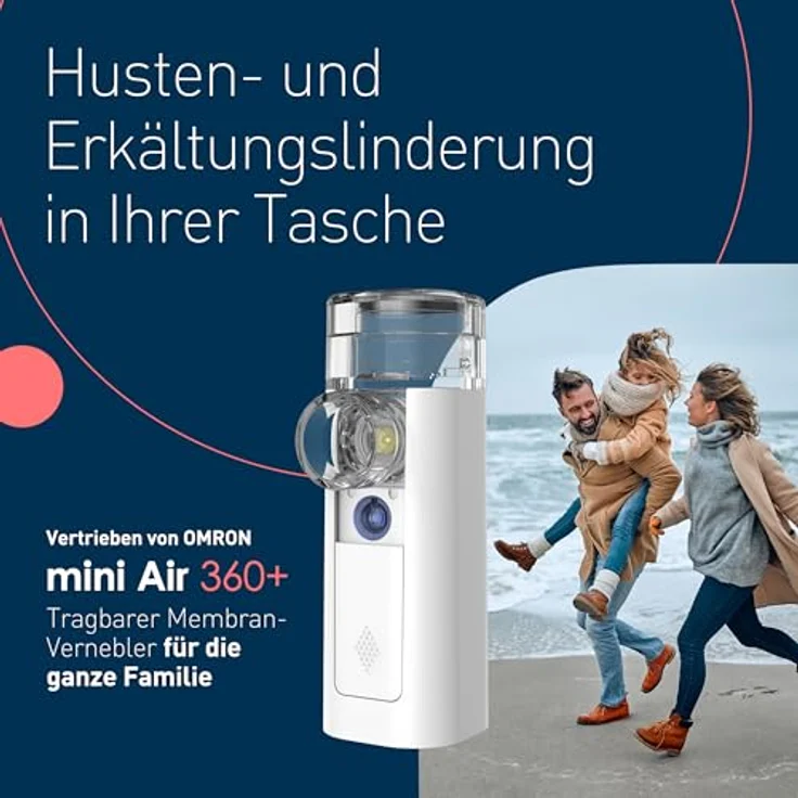 OMRON mini Air 360+ | Tragbares geräuschloses Inhalationsgerät für Erwachsene & Kinder | Linderung von Husten & Erkältung | Inkl. 2 Masken+Mundstück | Micro-USB-Ladefunktion – Bild 2