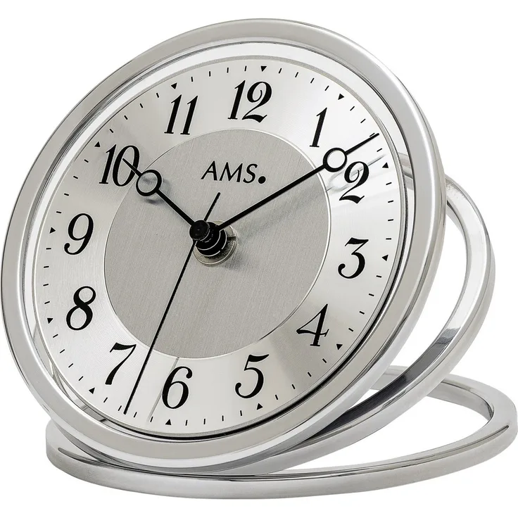 AMS Funktischuhr AMS 5178, silber, Analog, ohne Frontglas, DCF77 Empfangstechnologie