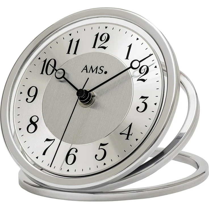 AMS Funktischuhr AMS 5178, silber, Analog, ohne Frontglas, DCF77 Empfangstechnologie
