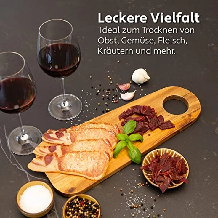 Dörrautomat Edelstahl - Dörrgerät mit Temperaturregler (30-90°C) zum Trocknen von Obst, Pilzen und Fleisch - Dürrautomaten 400W mit 24H Timer-Funktion - Dehydrator Food Vita5 (6 Etagen Model S) – Bild 4