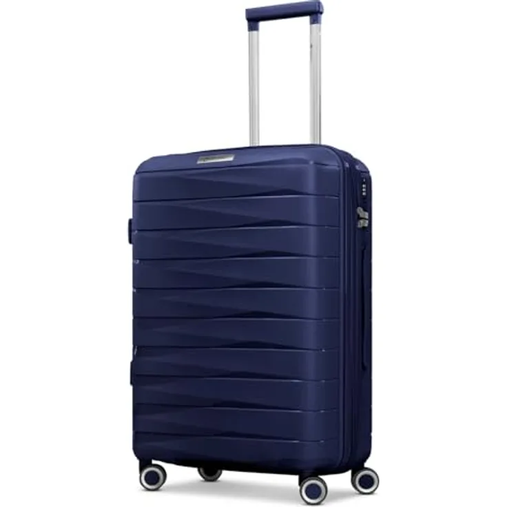 Franky London Serie Trolley, mittelgroßer Hartgepäck Check-in Koffer 42 x 24 x 65 cm, 59 Liter Volumen, 4 Doppelrollen & Zahlenschloss, robustes Polypropylen für Damen und Herren