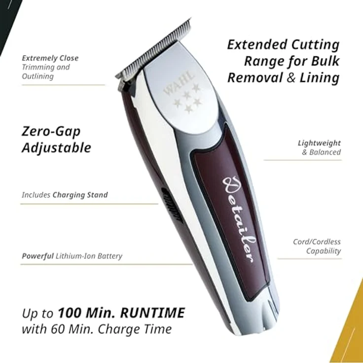 Wahl Professional Detailer Li #8171-5 Star Series Lithium-Ion Cord/Cordless Ultra Close Trim in schwarz - 100 Minute Run Time – Bild 2