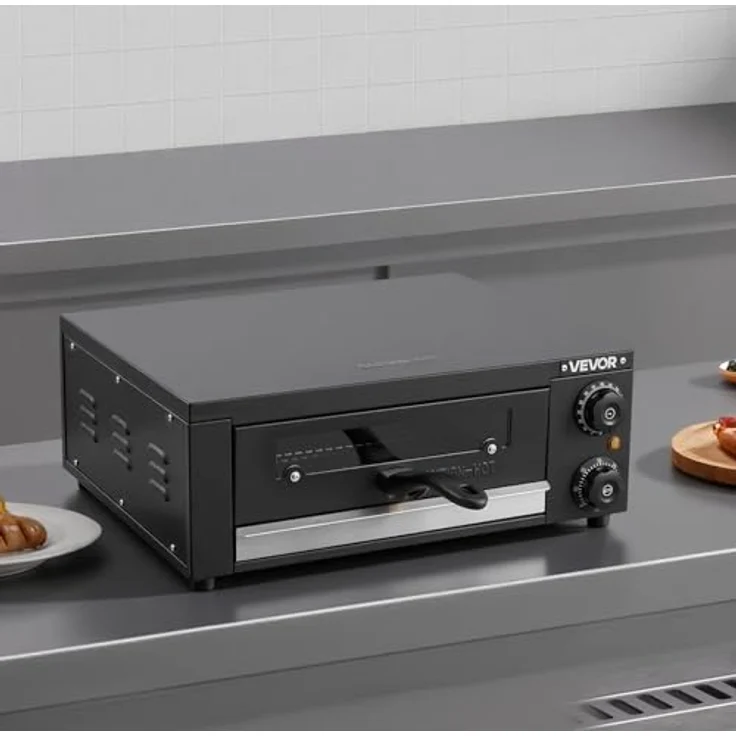 VEVOR elektrischer Pizzaofen PSL-12-EU, 30 cm Tischpizzaofen mit Temperaturregelung 25-300 °C, 1450 W, zwei Heizrohren und Grillrost für Küche und Gastronomie – Bild 8