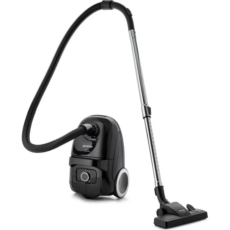 GORENJE G400 Essential VCE21G4EBK, Bodenstaubsauger mit 750 W, leise (65 dB), mit Beutel, automatischer Kabeleinzug, schwarz