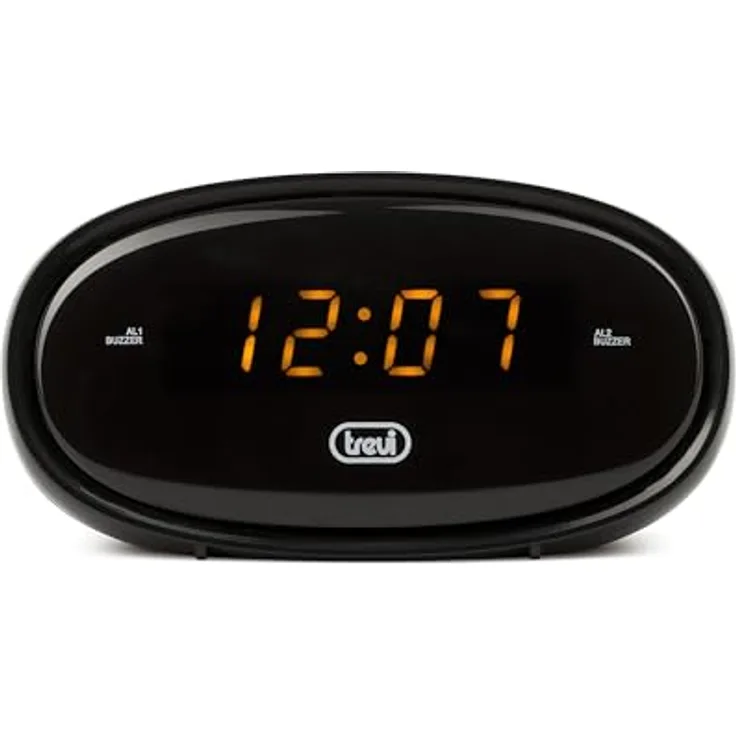 Trevi EC 880 Digitaluhr mit Wecker, Schwarz, zwei Weckzeiten, Snooze-Funktion, Dimmfunktion, 13.5 x 6.5 x 5 cm