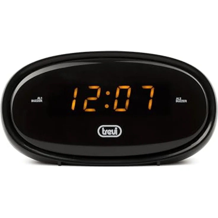 Trevi EC 880 Digitaluhr mit Wecker, Schwarz, zwei Weckzeiten, Snooze-Funktion, Dimmfunktion, 13.5 x 6.5 x 5 cm – Bild 1