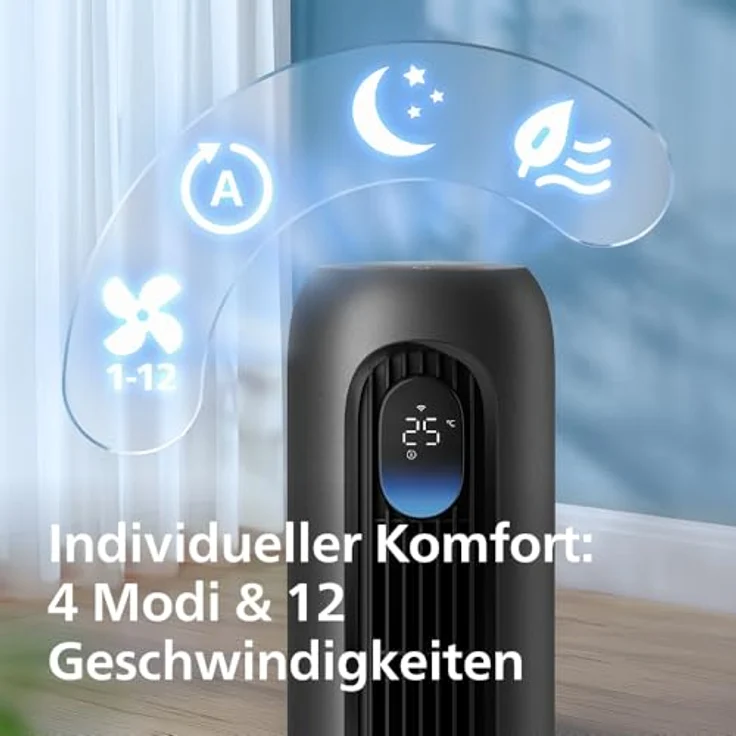 Philips 7000 Series CX7550/01, Smart Turmventilator mit Aromatherapie, Timer-Funktion, Fernbedienung, DC-Motor, Dunkelgrau/Metall (30 Watt) – Bild 7