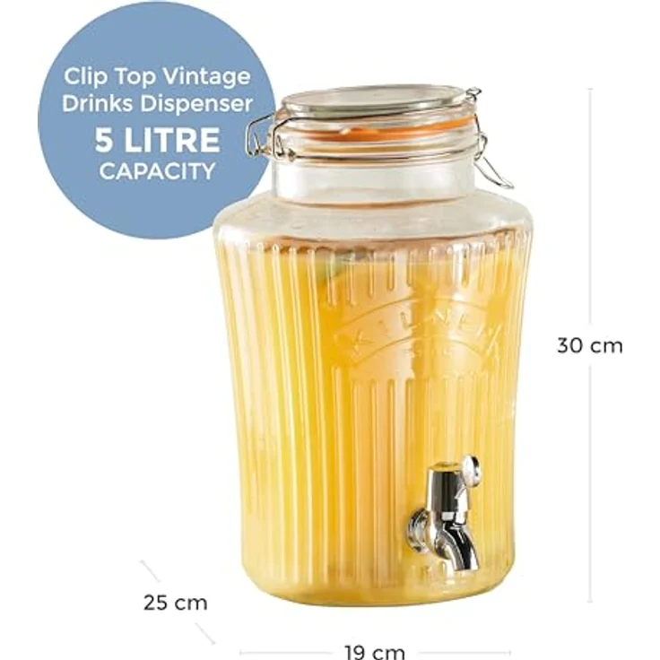 Kilner Vintage Getränke-Spender, durchsichtig, 19 x 25 x 30 cm, 5 Liter – Bild 3