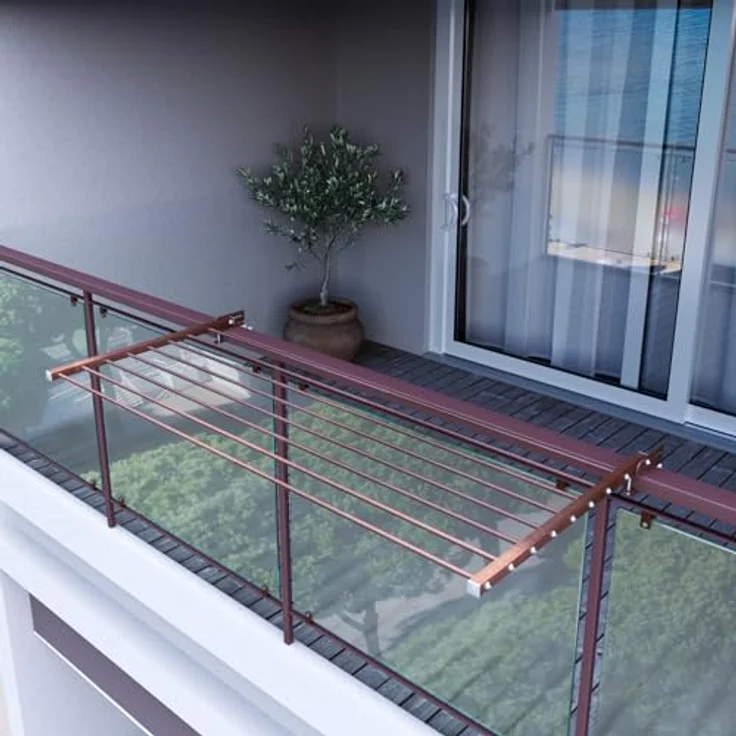 Foxydry Duo Balkon-Wäschetrockner 102 cm, klappbar, Corten-Finish, aus Aluminium, rostfrei, max. Tragkraft 15 kg – Bild 5