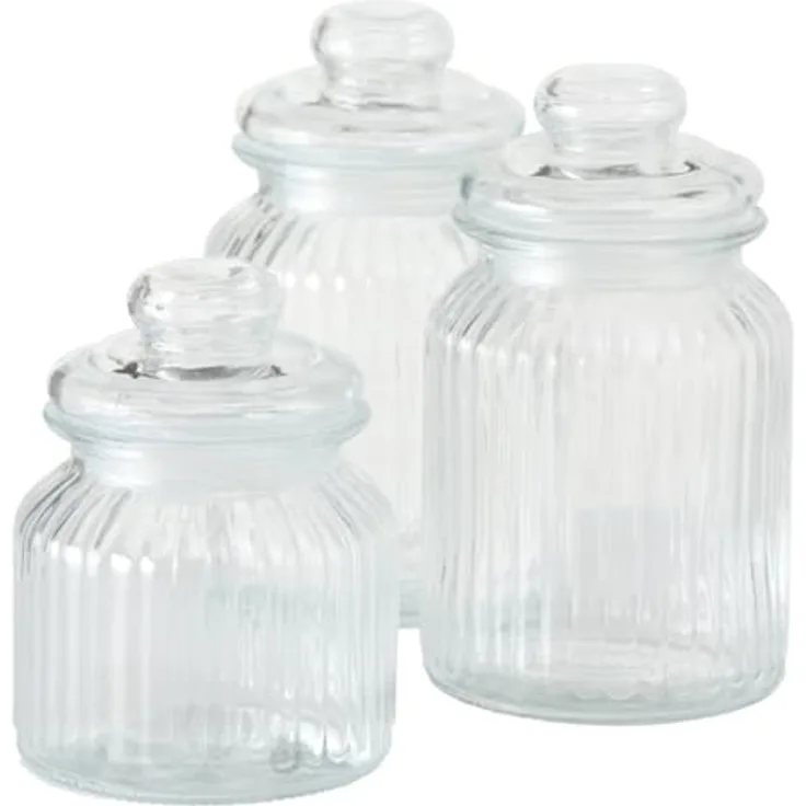 Großes Bonbonglas mit Deckel 3er Set