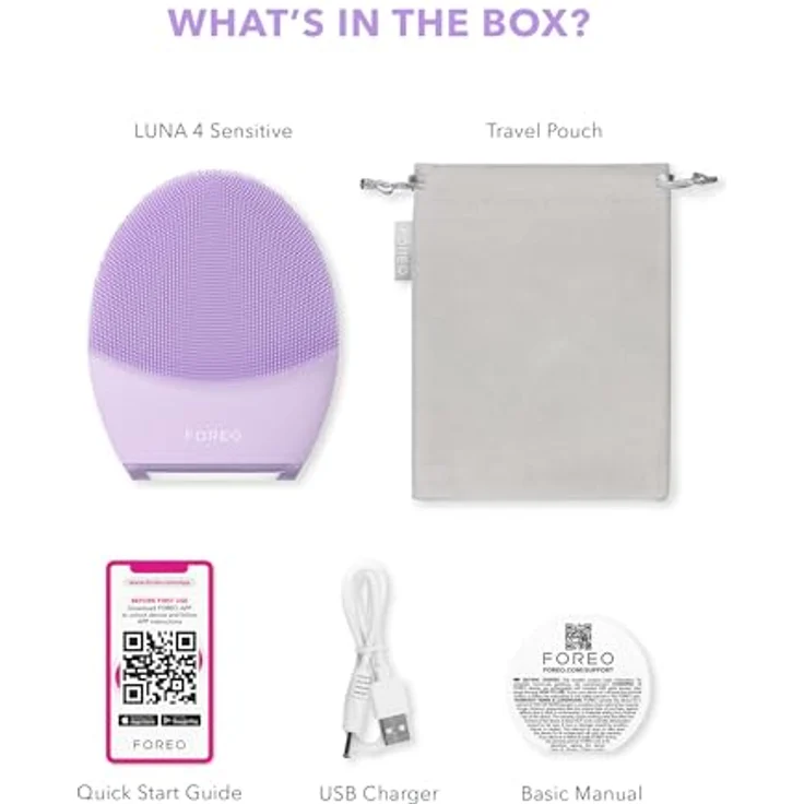 Foreo LUNA 4 Sensitive Skin, Gesichtsreinigungs- und Massagegerät mit T-Sonic-Pulsationen, ultrahygienisches Silikon, 600 Anwendungen pro Ladung, Travel-Lock-Funktion – Bild 7