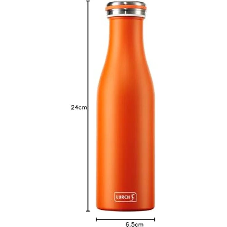 Lurch 240935 Isolierflasche/Thermoflasche für heiße und kalte Getränke aus doppelwandigem Edelstahl 0,5l, orange – Bild 9