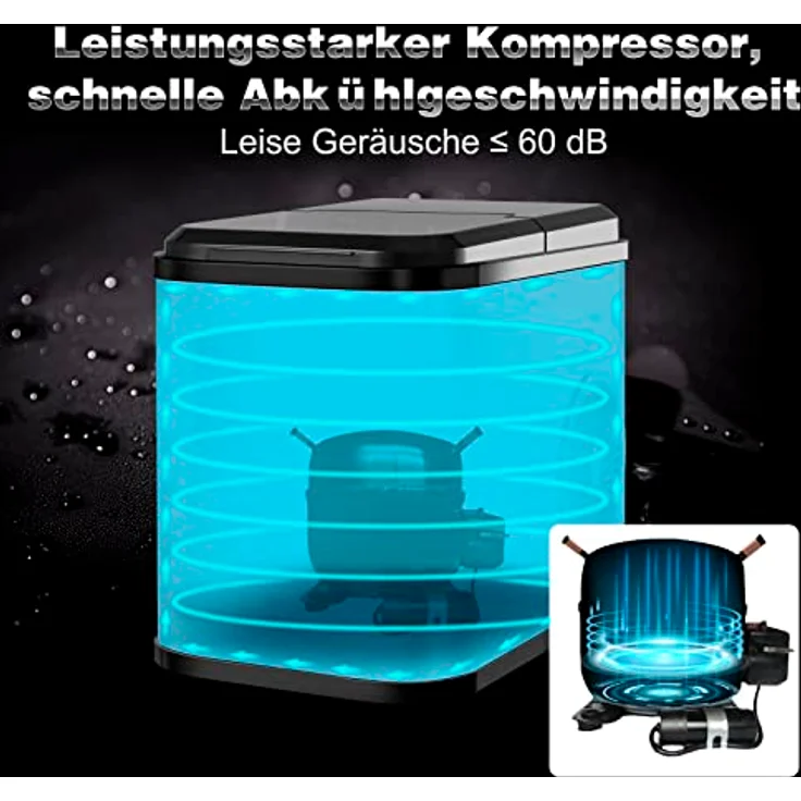 Eiswürfelmaschine mit 2 Eiswürfelgrößen 2,2 Liter 120W ABS : schwarz – Bild 5