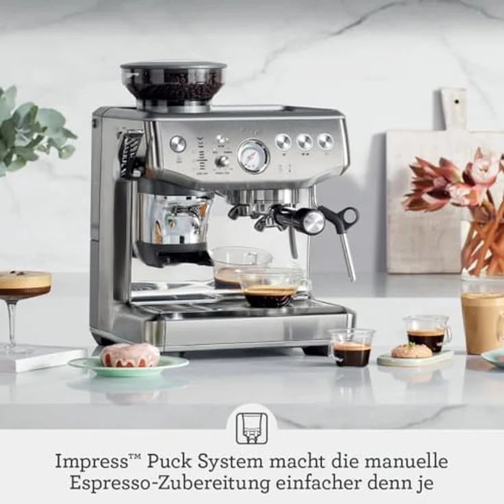 Sage The Barista Express Impress, Siebträgermaschine mit integriertem Mahlwerk, 15-Bar-Pumpendruck, Milchsystem, Weiss-Schwarz – Bild 3
