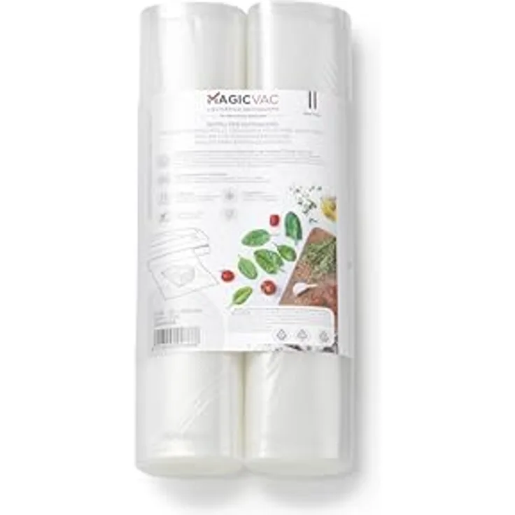 Magic Vac Vakuumierfolienrollen, 2er Pack 30x600, Mehrschichtig und Widerstandsfähig, BPA-frei, Made in Italy