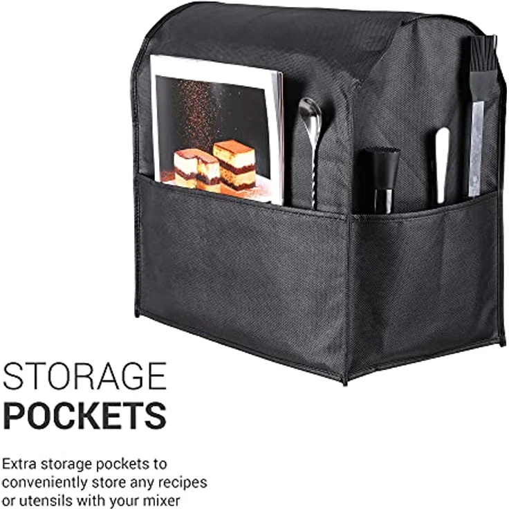 kwmobile KitchenAid Hülle 4,3-4,8 Liter - Staubschutz Abdeckhaube mit 3 Fächern in Schwarz – Bild 4