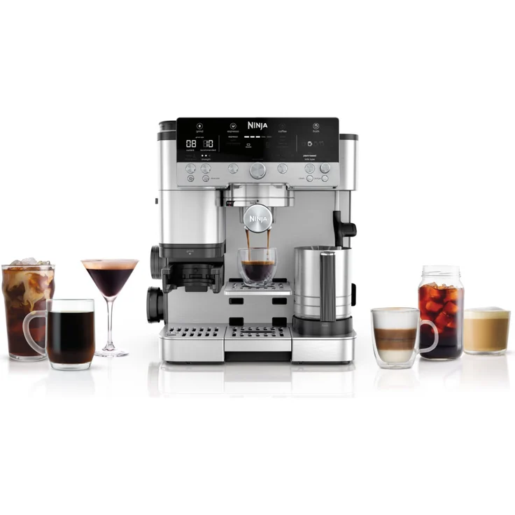 Ninja Luxe Premier 3-in-1-Kaffeemaschine mit Mahlwerk, Milchaufschäumer, Cold Brew & Espresso, 4 Programme, Silber, ES601EU – Bild 4
