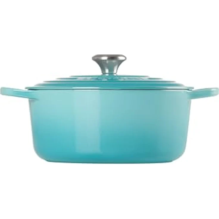 Le Creuset Signature Gusseisen-Bräter mit Deckel, Ø 26 cm, Rund, Für alle Herdarten und Induktion geeignet, Volumen: 5,3 l, Karibik – Bild 4