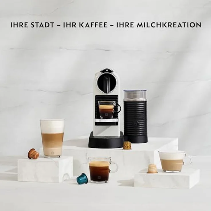 De'Longhi Nespresso Citiz EN267.WAE Kapselmaschine, Hochdruckpumpe und ideale Wärmeregelung mit Aeroccino (Milchaufschäumer), Energiesparfunktion, weiß-schwarz – Bild 3