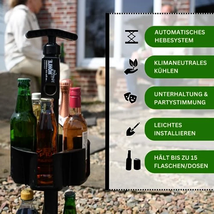 Hopfenhöhle Lift - Das Original! I Automatisches Hebesystem I Flexible Kapazität für bis zu 15 Getränke (0,33/0,5 l) I Erdkühlung | Einfache Installation I Wetterfeste Konstruktion – Bild 4