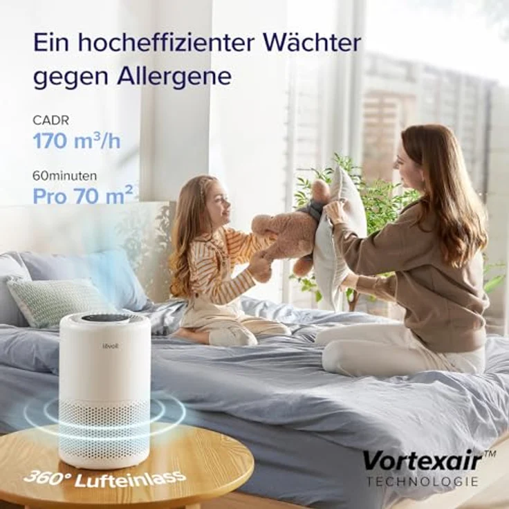 Levoit Core 200S Air Purifier, Luftreiniger mit App Steuerung, bis zu 35 m², CADR 170 m³-h, H13 HEPA-Filter, Alexa-kompatibel, Schlafmodus & Timer, weiß – Bild 2