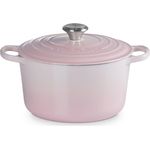 LE CREUSET Bräter hoch Signature rund shell pink 24cm, Emailliertes Gusseisen mit 5l Fassungsvermögen