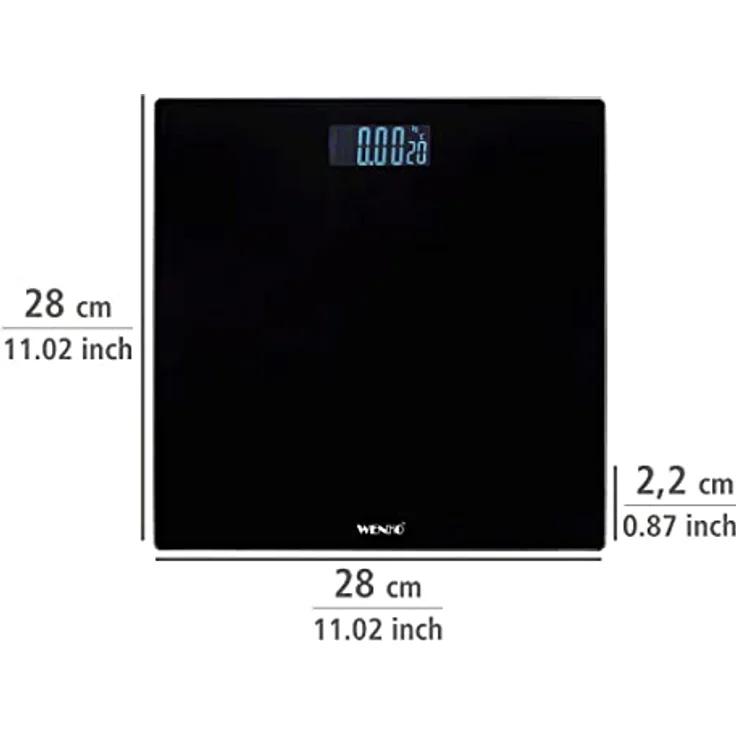 Wenko Personenwaage LCD Schwarz, digitale Körperwaage mit LCD-Display – Bild 4