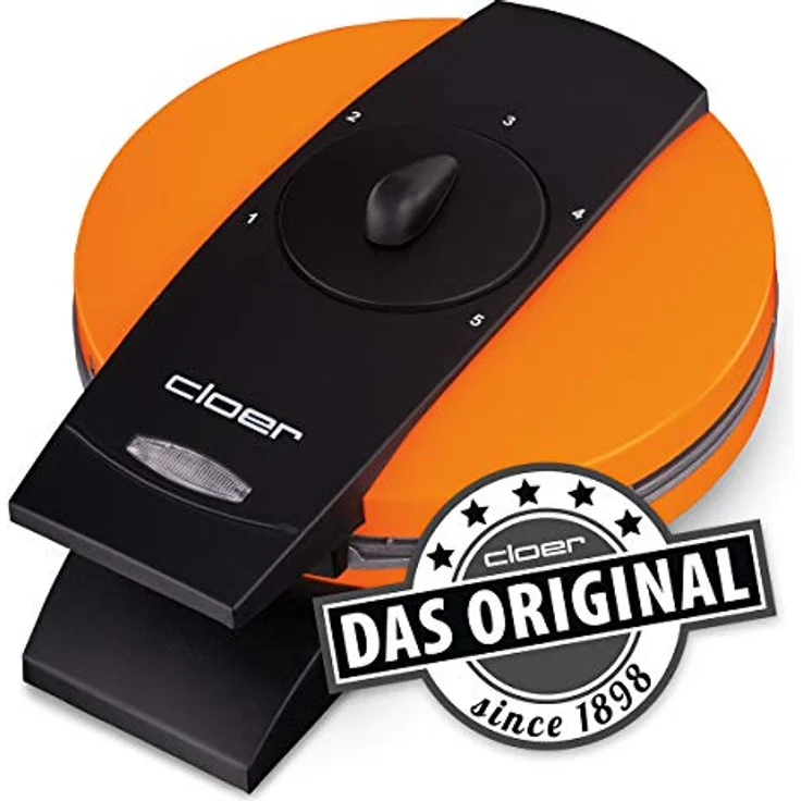 cloer 1627-15 Waffelautomat für klassische Herzchen-Waffeln - 930 W-Waffelgröße 15,5 cm-stufenlos wählbarer Bräunungsgrad, Orange – Bild 2