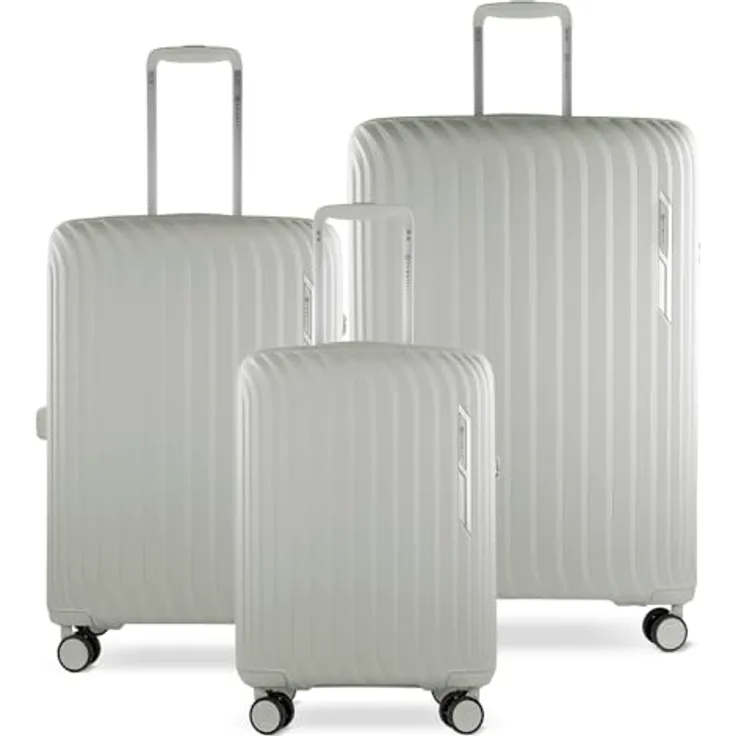 bugatti Hera 3er Hartschalen-Koffer-Set, leichte Reise-Koffer aus PP Light mit 4 Rollen (S, M, L), Creme