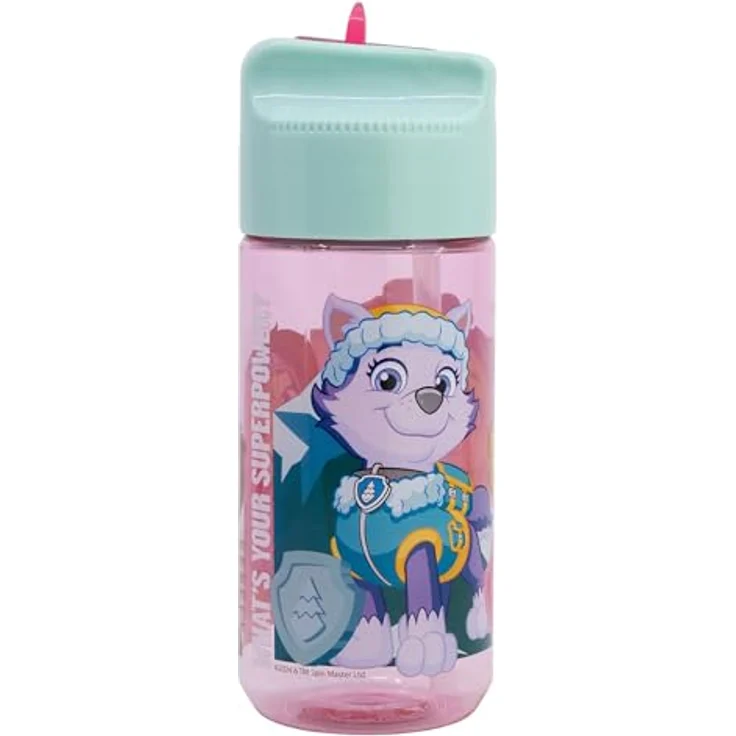 Storline Trinkflasche Paw Patrol, 430 ml, auslaufsicher mit integriertem Strohhalm, Tritan Material – Bild 2