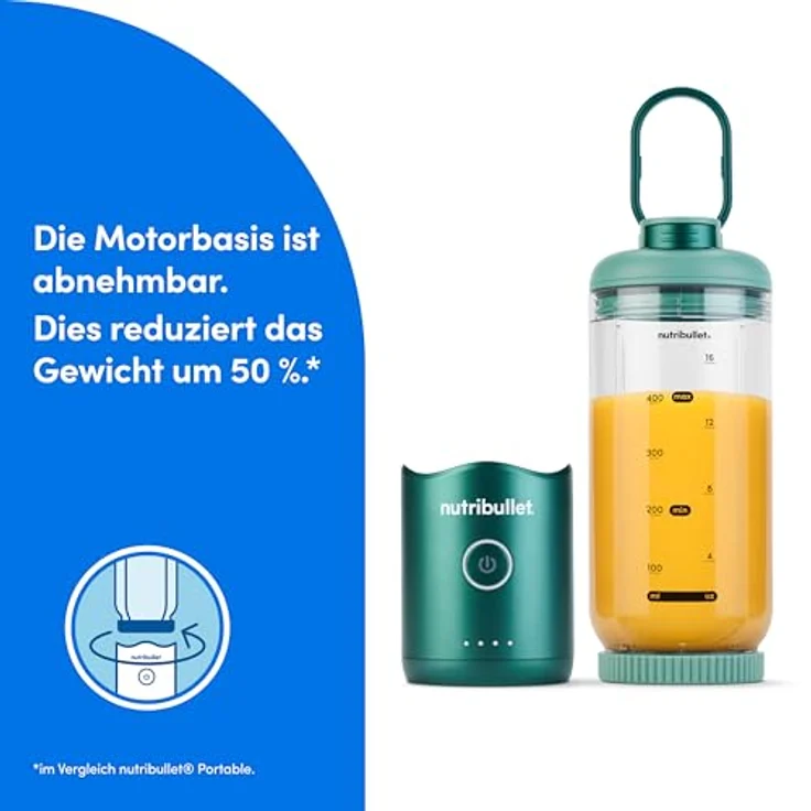 nutribullet Smoothie-Maker NB Flex Portable NBP013GR, Elektromixer in Grün mit 590 ML BPA-freiem Behälter und klappbarem Deckel – Bild 4