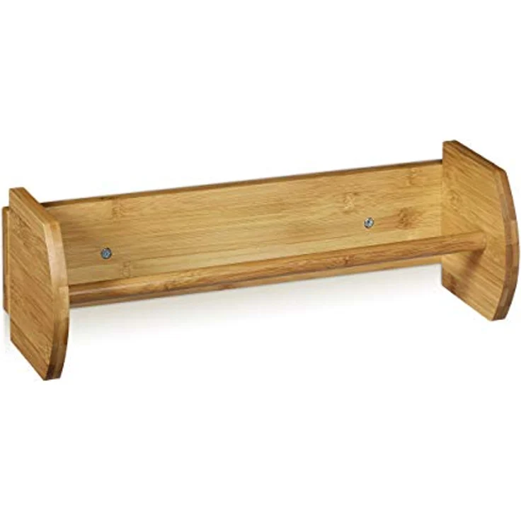 Relaxdays Bambus HBT: 12 x 37 x 13 cm Papierrollenhalter Holz zur Wandmontage als Spender und Halter für Küchenrolle Küchenrollenspender sowie Haushaltsrollenhalter, Natur Wand Küchenrollenhalter – Bild 2