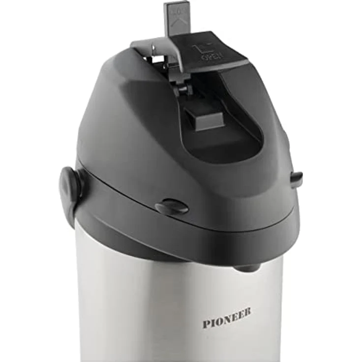 Pioneer Airpot Isolier-Pumpkanne, 3 Liters, Edelstahl-Getränkespender, Beschriftet mit 'TEA', Doppelwandig mit Griff, Bis zu 8 Stunden Heiβ und 24 Stunden Kühl, SS30HC-TEA – Bild 3