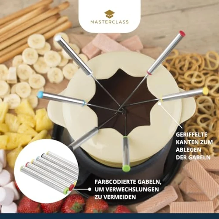 Kitchen Craft liertes Fondue-Set aus Gusseisen mit 6 Gabeln, cremefarben – Bild 6