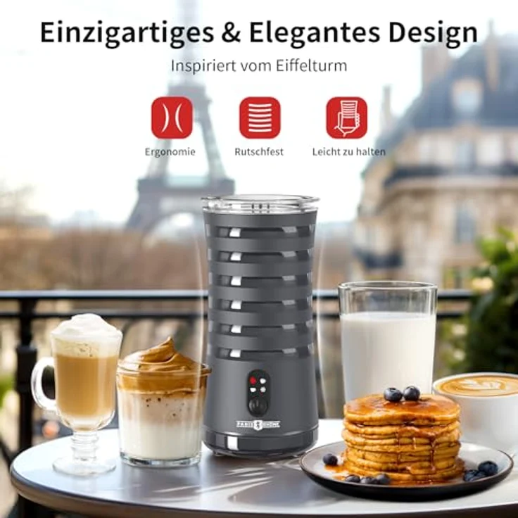 PARIS RHÔNE Milchaufschäumer Elektrisch, 4 in 1 Automat mit Temperaturkontrolle, geräuscharm und leicht zu reinigen – Bild 2