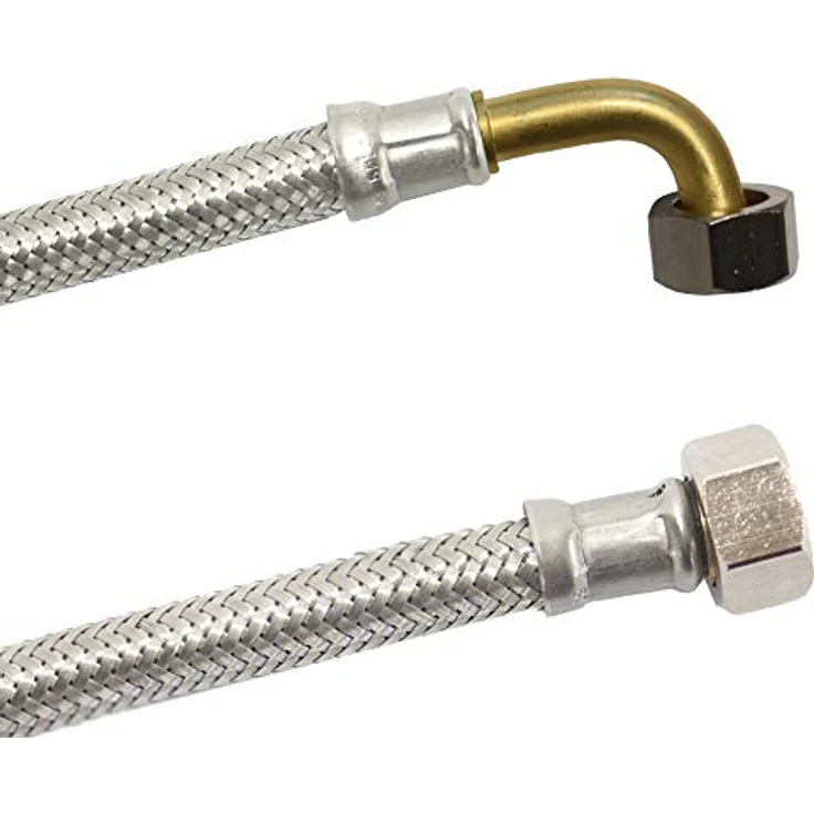 KLASEBO® flexibler Schlauch Panzerschlauch 3/8 Zoll, Edelstahl PN8, DVGW-zertifiziert, Bogen 800mm – Bild 1