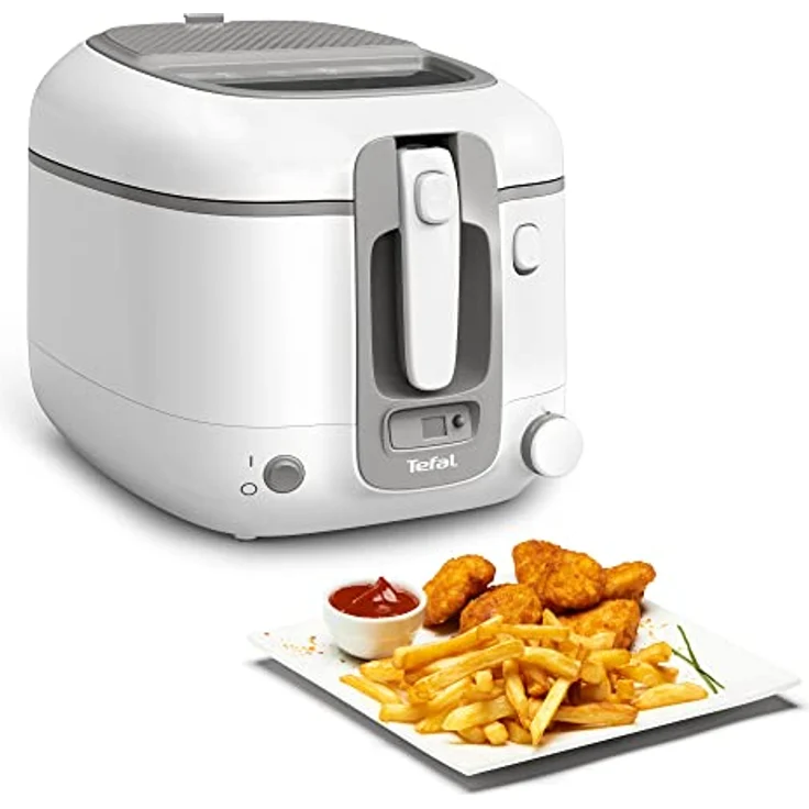 Tefal FR3141 Super Uno Fritteuse | Thermogehäuse | bis zu 1,2 kg Fassungsvermögen | digitaler Timer | Anti-Geruchs-Filterkassette | herausnehmbarer, antihaftbeschichteter Innenbehälter | Weiß/Grau – Bild 1