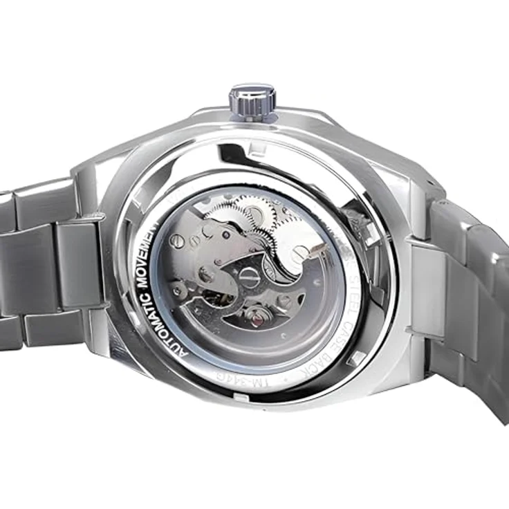 S&T Design Mechanische Uhr Skelett Edelstahl, Achteckiges Design, Wasserdicht, für Herren - Preisvergleich – Bild 4
