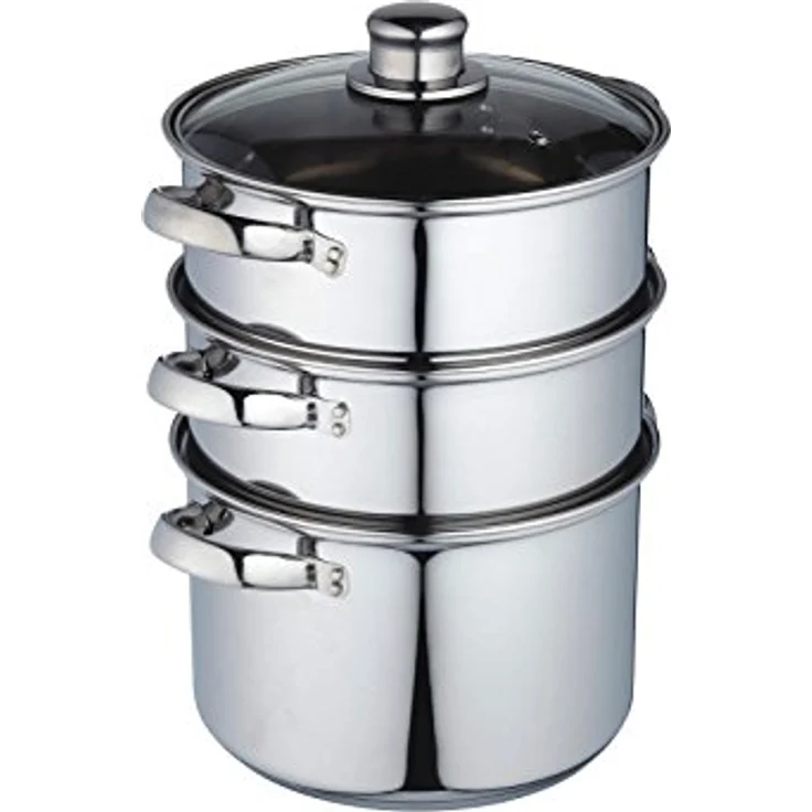 KitchenCraft Dampfgarerpfanne/Suppentopf mit 3 Behältern in Geschenkbox, Induktionssicher, Edelstahl, 20 cm – Bild 2