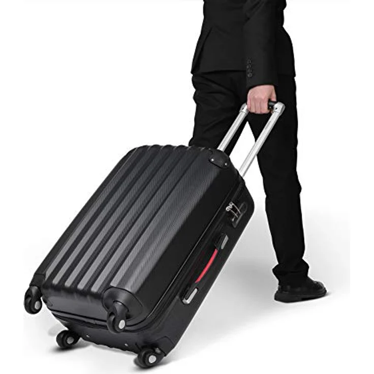 monzana Hartschalen-Trolley Baseline Schwarz L, 4 Rollen, Handgepäck, ABS Hartschale, Zahlenschloss – Bild 6