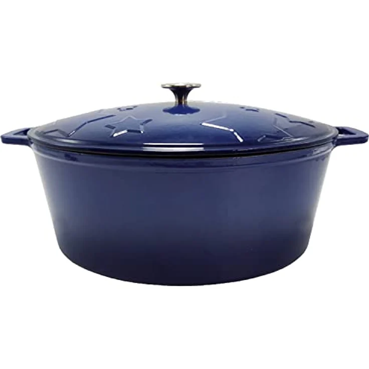 Grillfürst Dutch Oven Sternentöpfchen 12 Liter - Blauer Gusseisen Bräter mit Henkeln und pflegeleichter Emaillierung, ovaler Schmortopf für Grill und Herd – Bild 1