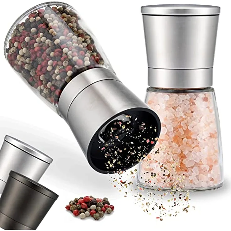 Zolmer® Salz und Pfeffermühle Set 2 Stück, Gewürzmühlen aus Edelstahl mit einstellbarem Keramikmahlwerk, spülmaschinengeeignet, 2-teilig